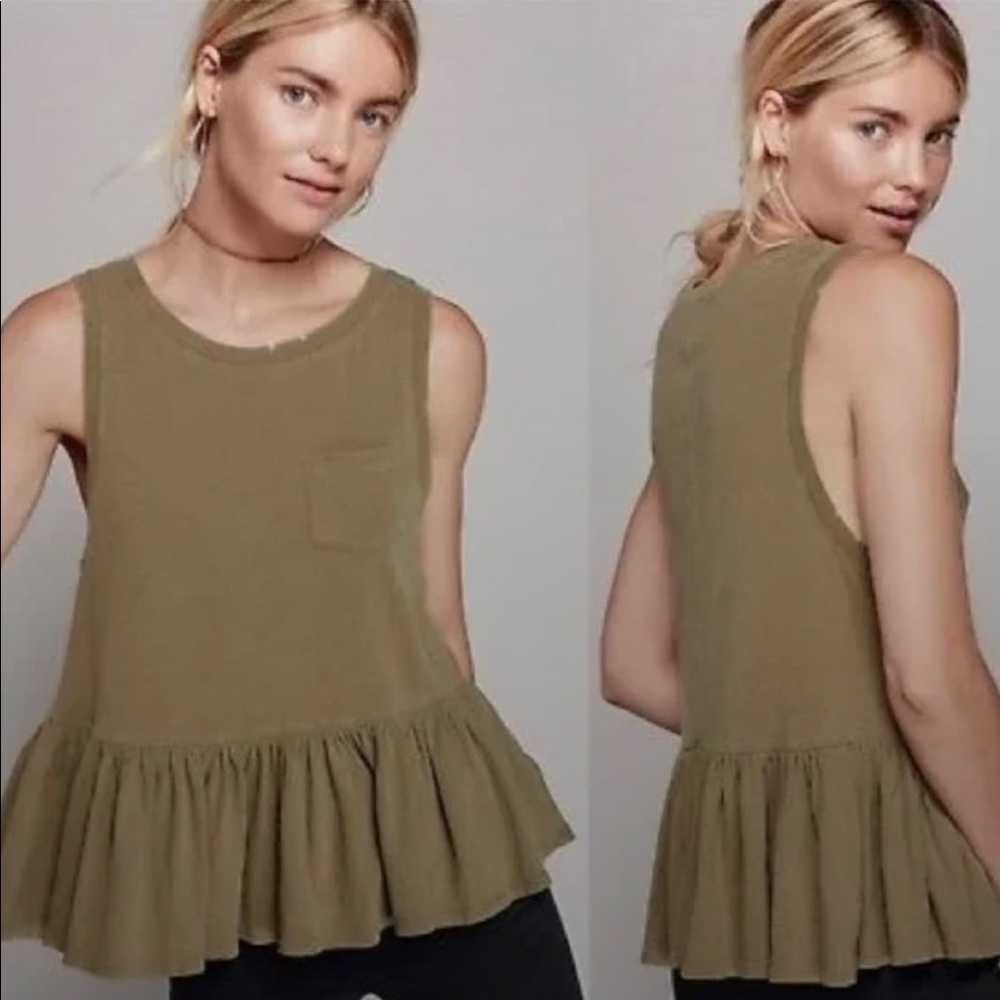 Free People / We The Free olive green peplum tank